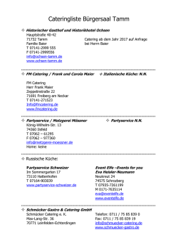 Cateringliste Bürgersaal Tamm