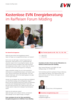 Kostenlose EVN Energieberatung im Raiffeisen Forum Mödling