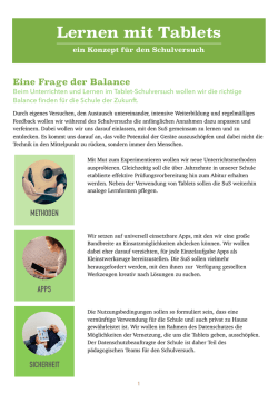 Konzept für den Schulversuch