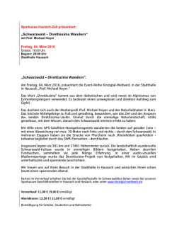 Schwarzwald &ndash; Direttissima Wandern - Sparkasse Haslach-Zell