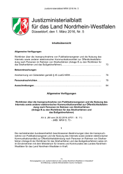 JMBl. Ausgabe Nr. 5 v. 1. März 2016 - NRW-Justiz
