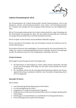 Ausschreibung 2016 - Leibniz Gemeinschaft
