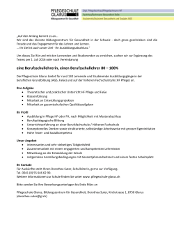 Berufsschullehrer/ in Pflegeschule Glarus 80-100%