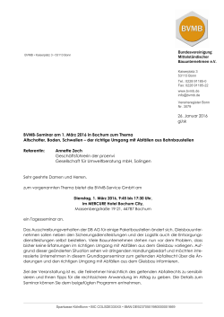 BVMB-Seminar am 1. März 2016 in Bochum zum Thema Altschotter