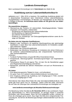 Ausbildung zum/zur Lebensmittelkontrolleur/in