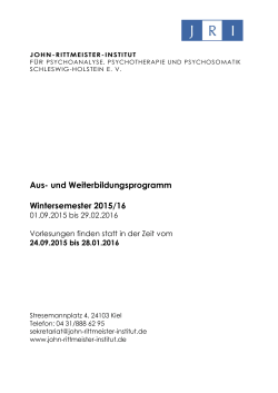 Aus- und Weiterbildungsprogramm Wintersemester 2015/16