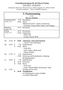 Gottesdienstordnung 13.03. - Pfarrei St.Michael in Paring