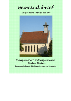 Gemeindebrief - Evangelische Friedensgemeinde Baden