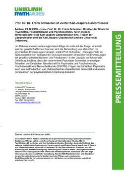 Pressemitteilung - Uniklinik RWTH Aachen
