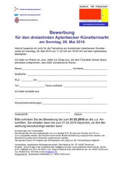 Bewerbungsformular 13. Aplerbecker Künstlermarkt