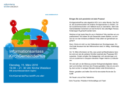Inforamtionsveranstaltung KirchGemeindePlus Dienstag, 15. M&auml;rz