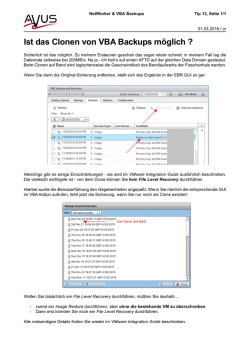 Ist das Clonen von VBA Backups m&ouml;glich ?
