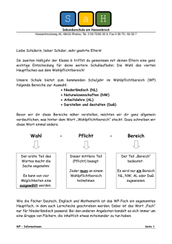 Informationen zur WP-Wahl zum Jahrgang 7
