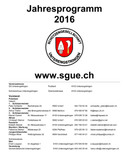 Jahresprogramm - Sch&uuml;tzengesellschaft Unterengstringen