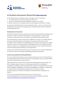 EAP-Infoblatt - Einheitliche Ansprechpartner in Rheinland