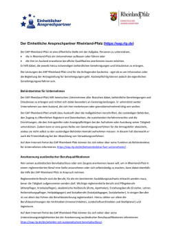 EAP-Infoblatt - Einheitliche Ansprechpartner in Rheinland
