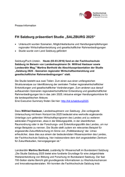 FH Salzburg pr&auml;sentiert Studie "SALZBURG 2025"