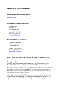 IMPRESSUM f&uuml;r BD Bau GmbH DISCLAIMER