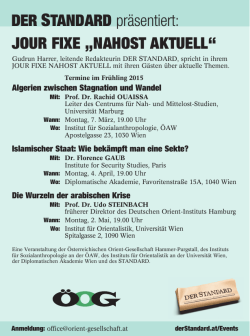 JOUR FIXE „NAHOST AKTUELL“ DER STANDARD