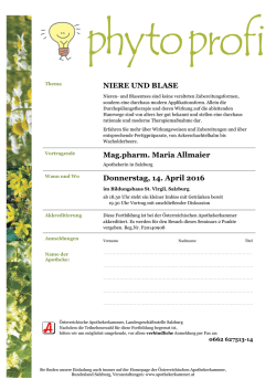 NIERE UND BLASE Mag.pharm. Maria Allmaier Donnerstag, 14
