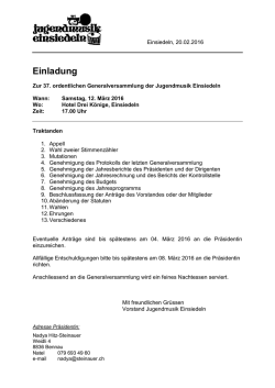 GV, 12. M&auml;rz 16 - Jugendmusik Einsiedeln
