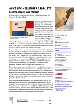Alice Lex-Nerlinger im Verborgenen Museum