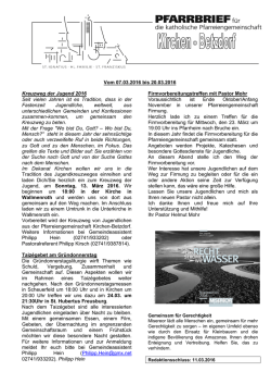 Vom 07.03.2016 bis 20.03.2016 Kreuzweg der Jugend