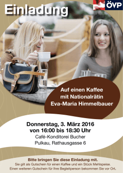 Donnerstag, 3. März 2016 von 16:00 bis 18:30 Uhr