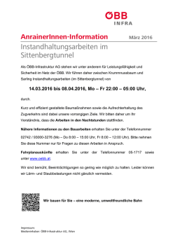 Instandhaltungsarbeiten im Sittenbergtunnel