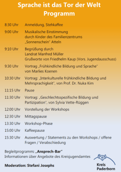 Programmpunkte zum Fachtag "Sprache, das Tor zur Welt"