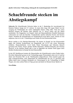Schachfreunde stecken im Abstiegskampf