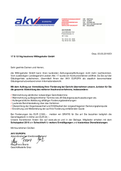 Graz, 03.03.2016/DI 17 S 12/16g Insolvenz Willingshofer GmbH