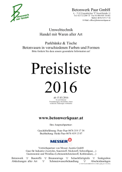 Preisliste 2016 - Betonwerk Paar GmbH