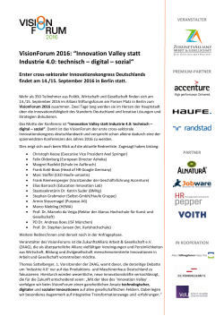 VisionForum 2016: “Innovation Valley statt Industrie