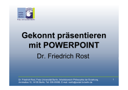 1 Dr. Friedrich Rost, Freie Universität Berlin, Arbeitsbereich