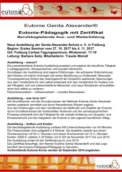 Flyer zum - Ausbildung Eutonie Gerda Alexander