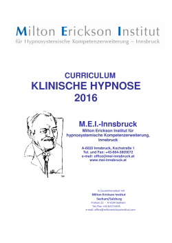 klinische hypnose 2016 - milton erickson institut innsbruck
