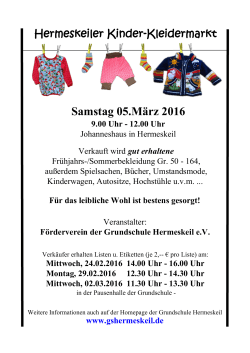 Plakat Kleiderbasar Frühjahr 2016