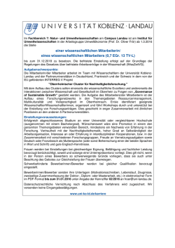 einer wissenschaftlichen Mitarbeiterin/ eines wissenschaftlichen