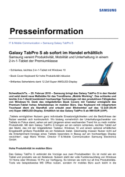 Galaxy TabPro S ab sofort im Handel erhältlich