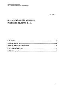 INFORMATIONEN F&Uuml;R DIE PRESSE ITALDESIGN