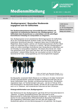 ‚Buddyprogramm`: Bayreuther Studierende engagieren sich für