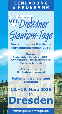 VII. Dresdner Glaukomtage - Einladung & Programm