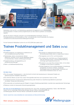 Trainee Produktmanagement und Sales (m/w)