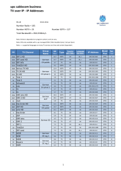 Channel list TV over IP - upc cablecom business