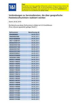 DSL Rufnummernliste Service- und