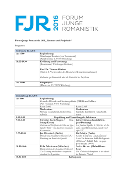 Forum Junge Romanistik 2016 „Zentrum und Peripherie“ Programm