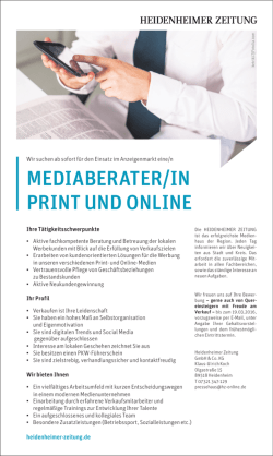 Mediaberater/in print und online