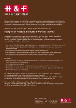 Fachperson Holzbau, Produkte & Vertrieb (100%) - Forum