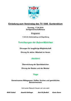 Einladung zum Vereinstag des TV 1848 Guntersblum Turnübungen